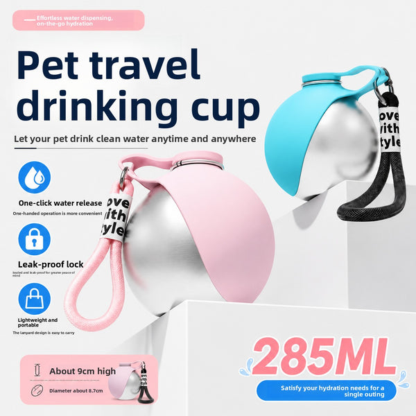 Botella Portátil para Perros — Cuenco Plegable + Cuerda de Paseo | CANVOY