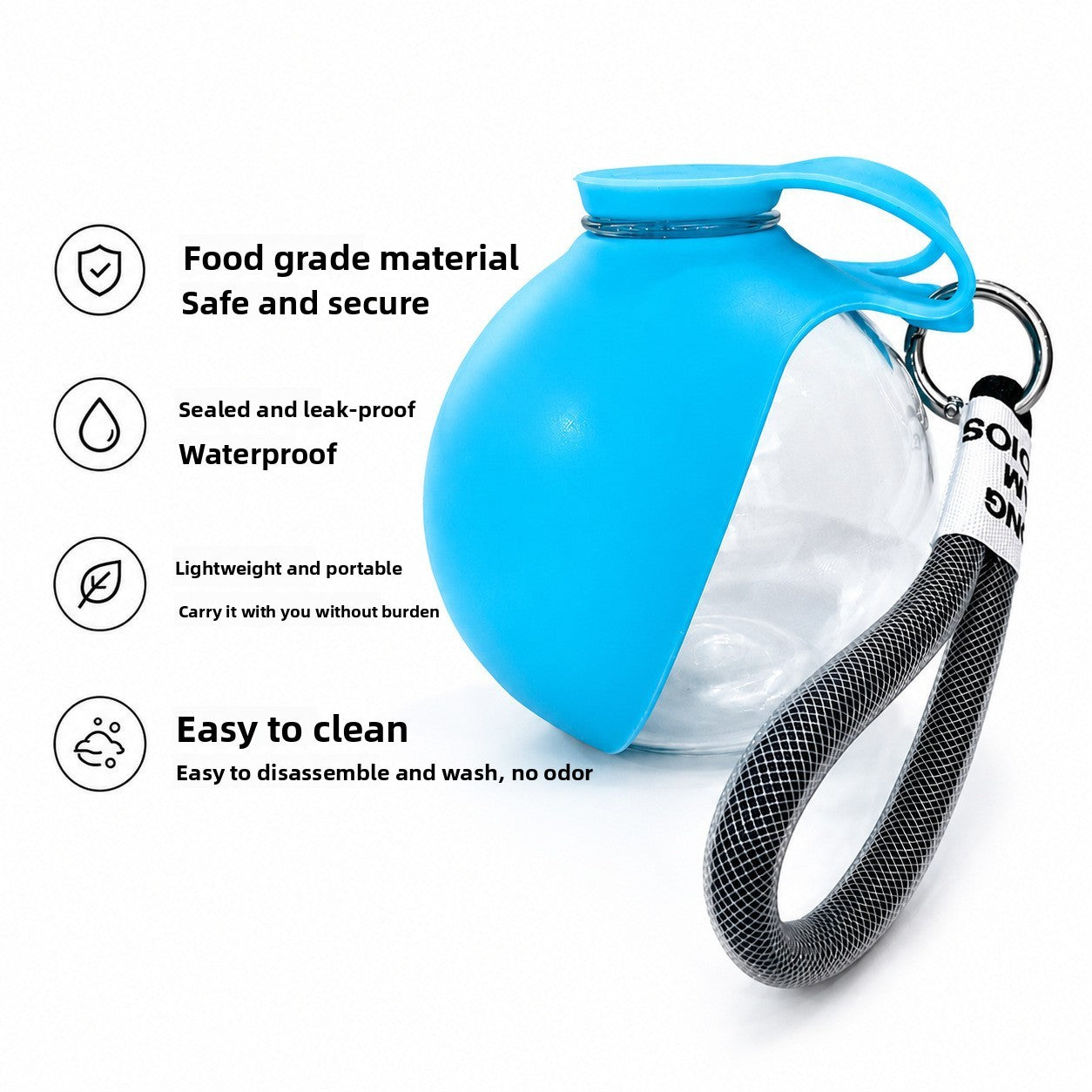 Botella Portátil para Perros — Cuenco Plegable + Cuerda de Paseo | CANVOY