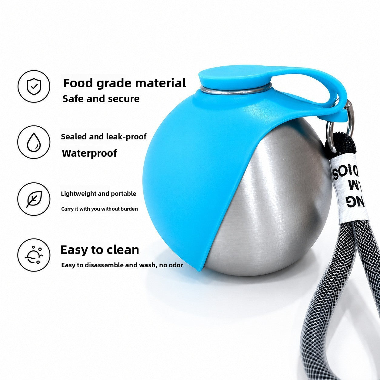 Botella Portátil para Perros — Cuenco Plegable + Cuerda de Paseo | CANVOY